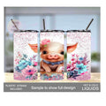 Cute Pig Tumbler With Flowers and A Glitter Design 15oz With Reusable Straw Can Be Personalized