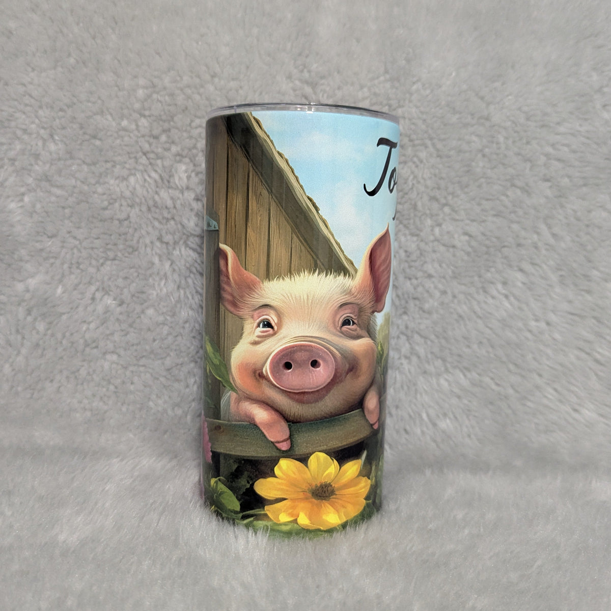 Kids Pig Tumbler 15oz With Reusable Straw, Can Be Personalized