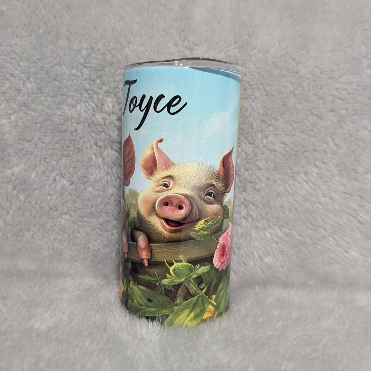 Kids Pig Tumbler 15oz With Reusable Straw, Can Be Personalized