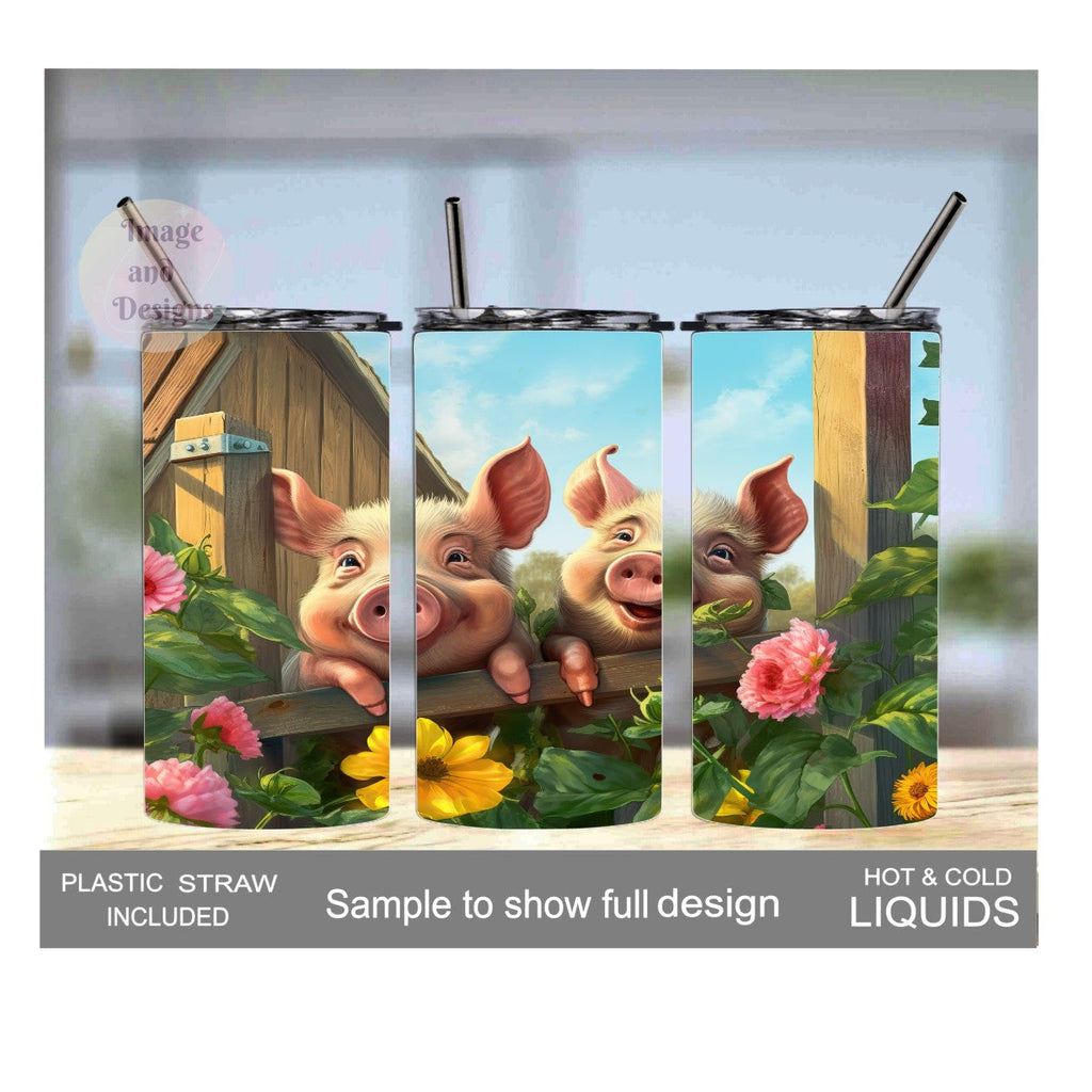 Kids Pig Tumbler 15oz With Reusable Straw, Can Be Personalized
