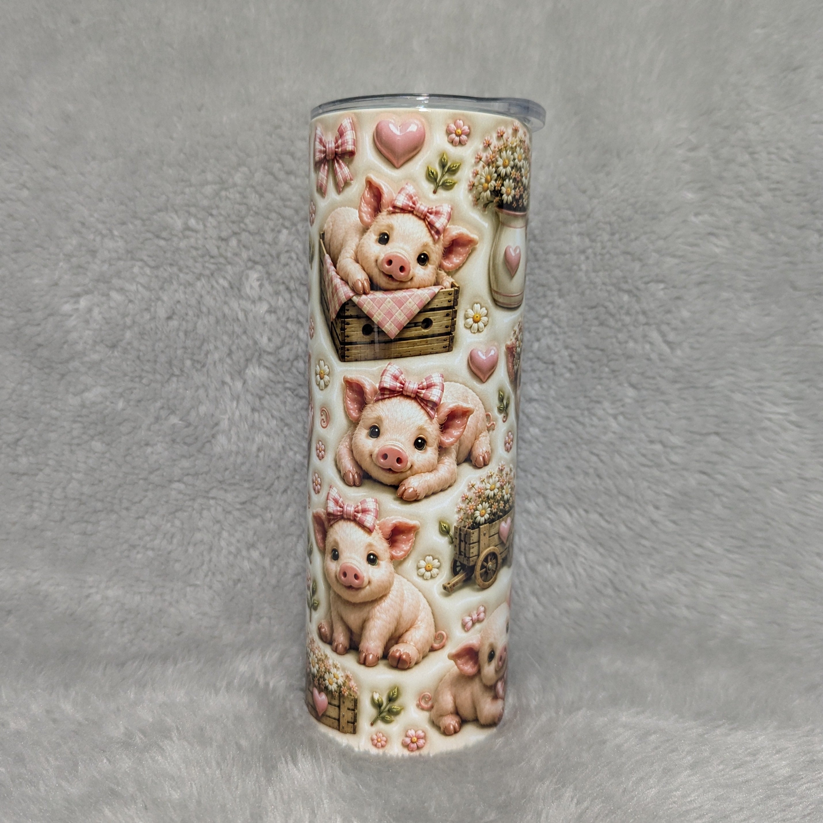 Adorable Pig Tumbler With A 3D Design 20oz, Includes a Reusable Straw