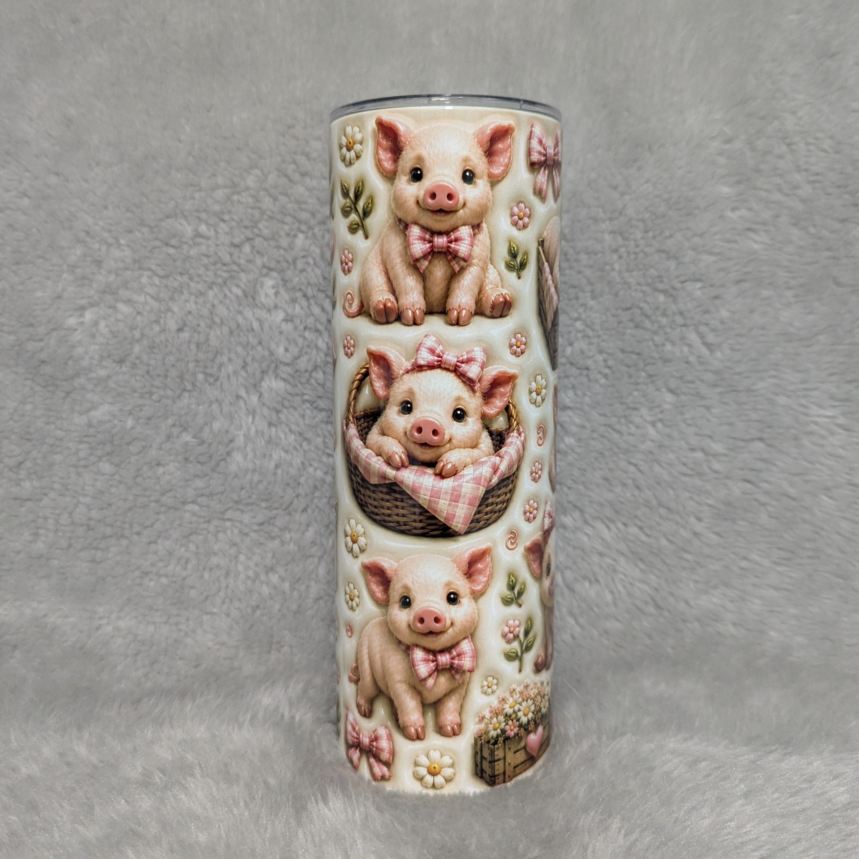 Adorable Pig Tumbler With A 3D Design 20oz, Includes a Reusable Straw