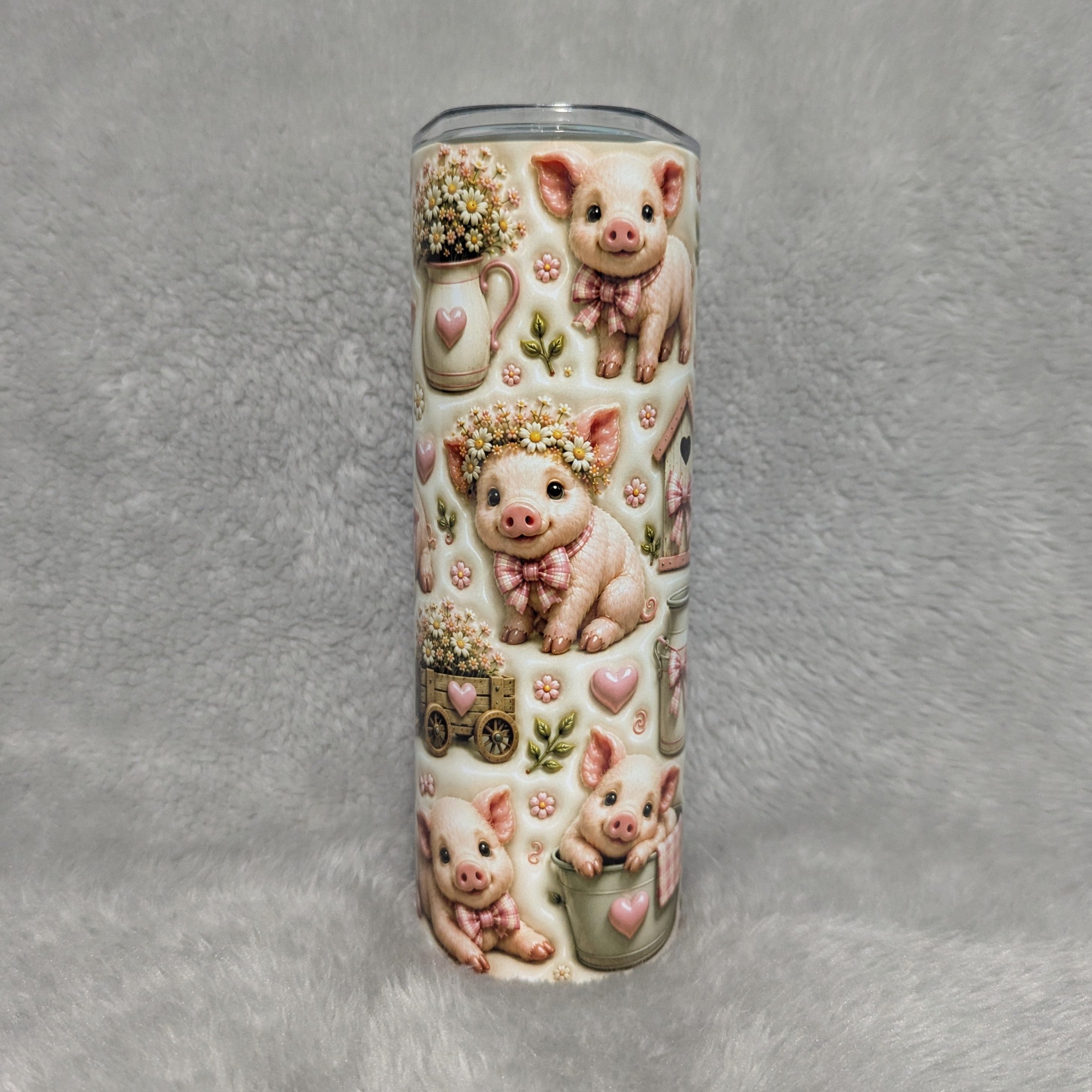 Adorable Pig Tumbler With A 3D Design 20oz, Includes a Reusable Straw