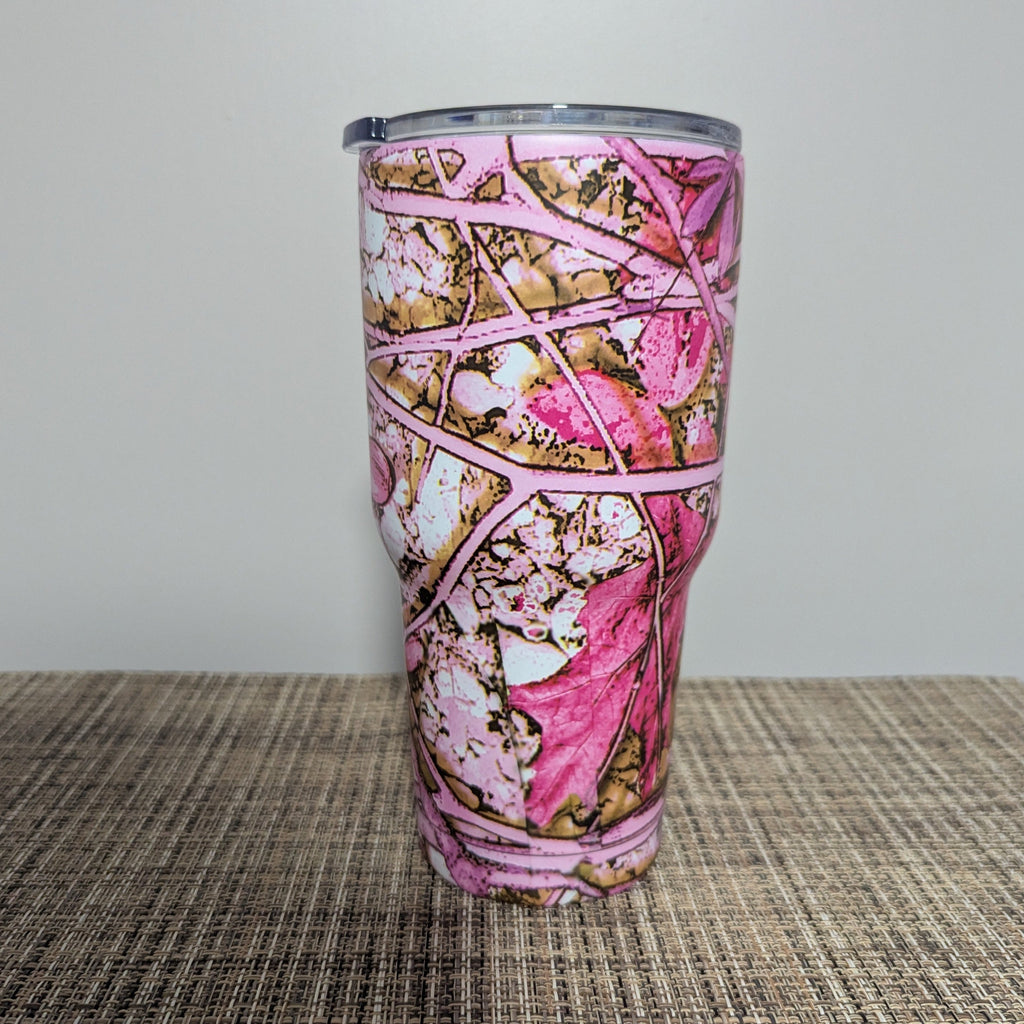 30oz Pink Camouflage Tumbler with Reusable Straw - Insulated Travel Mug