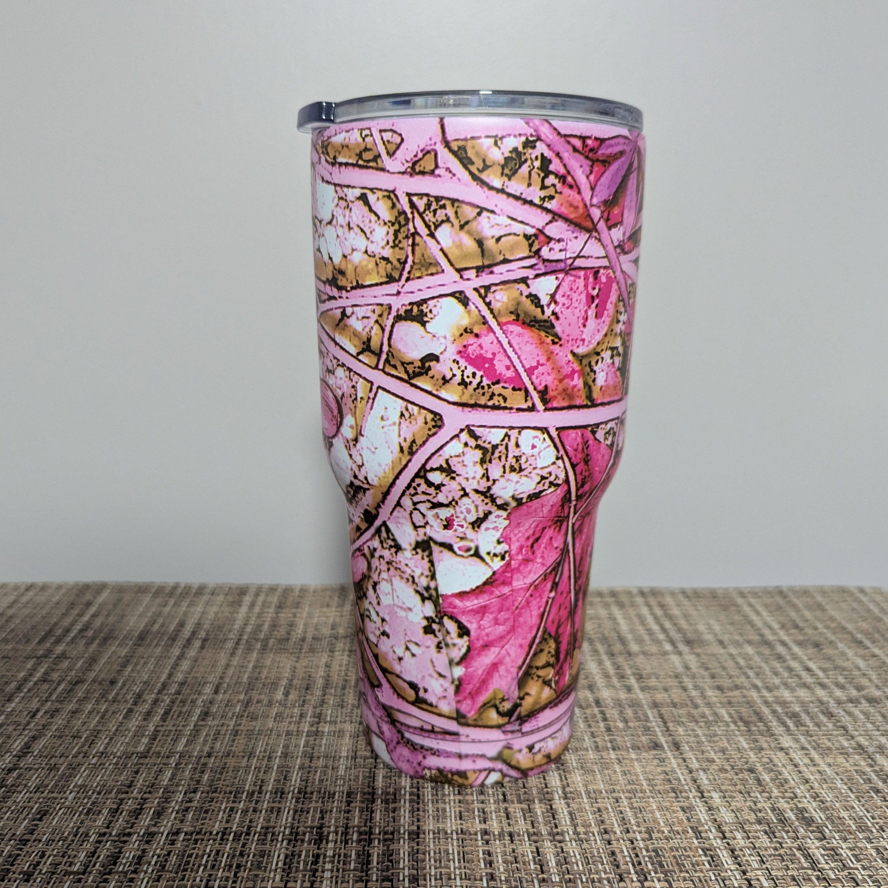 30oz Pink Camouflage Tumbler with Reusable Straw - Insulated Travel Mug