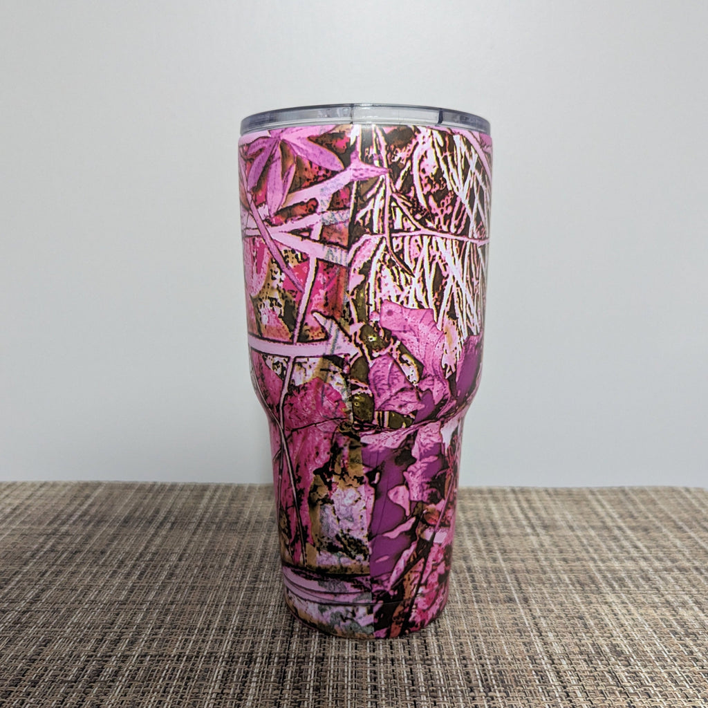 30oz Pink Camouflage Tumbler with Reusable Straw - Insulated Travel Mug