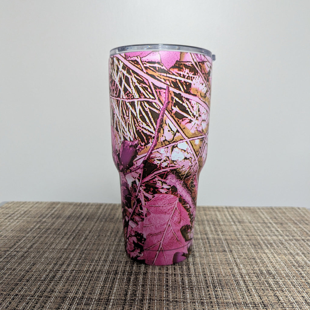 30oz Pink Camouflage Tumbler with Reusable Straw - Insulated Travel Mug
