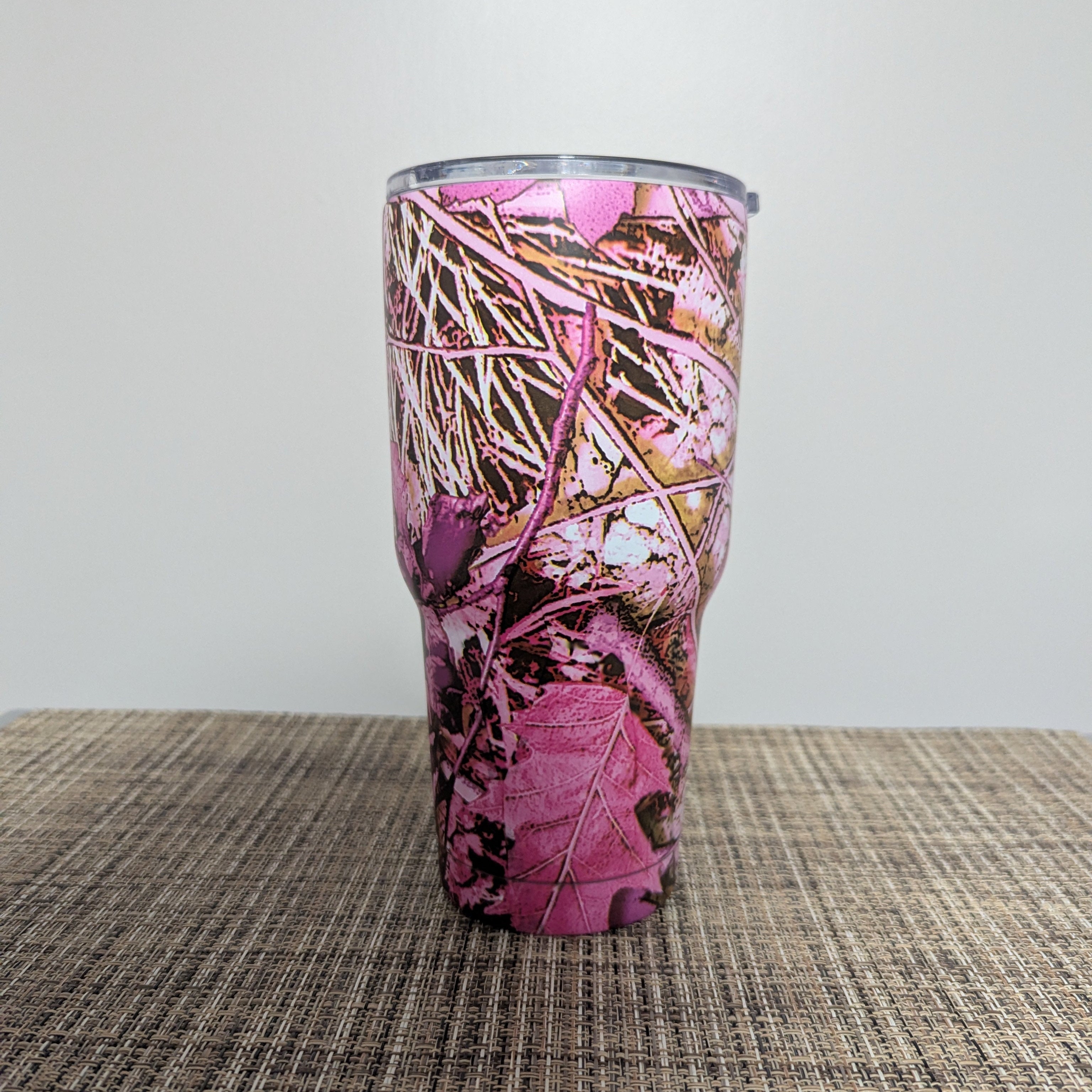30oz Pink Camouflage Tumbler with Reusable Straw - Insulated Travel Mug