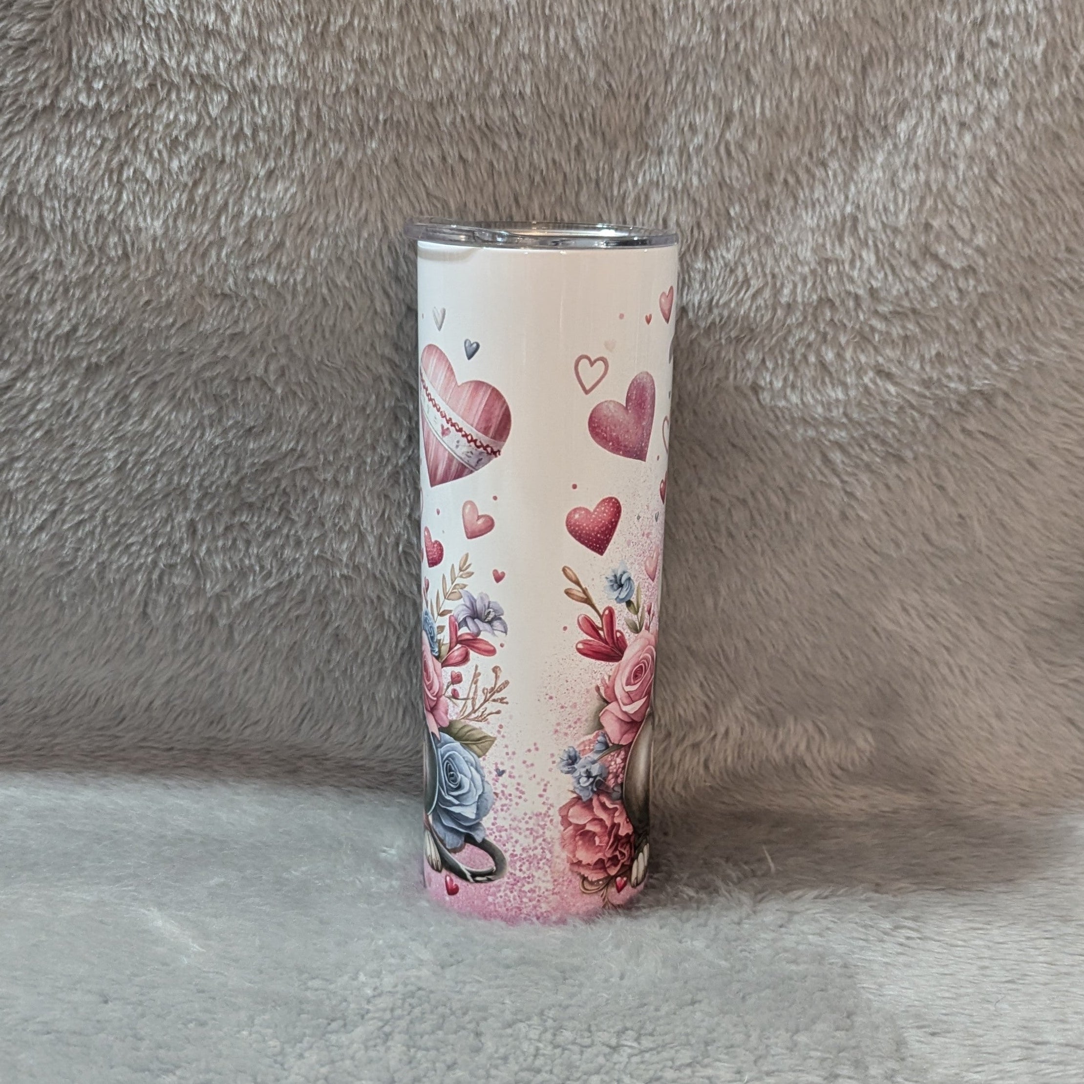 Cute Pitbull and Heart Design Tumbler 20oz With Reusable Straw, Can Be Personalized