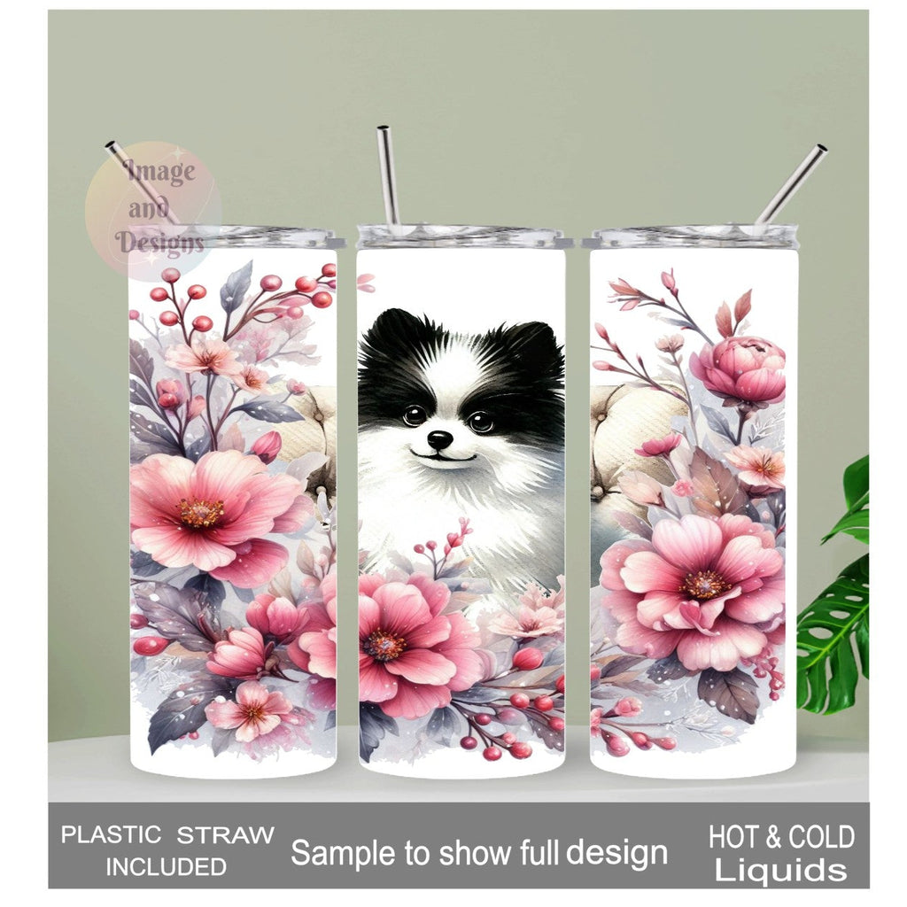 Pomeranian Dog Tumbler 20oz With Reusable Straw Can Be Personalized