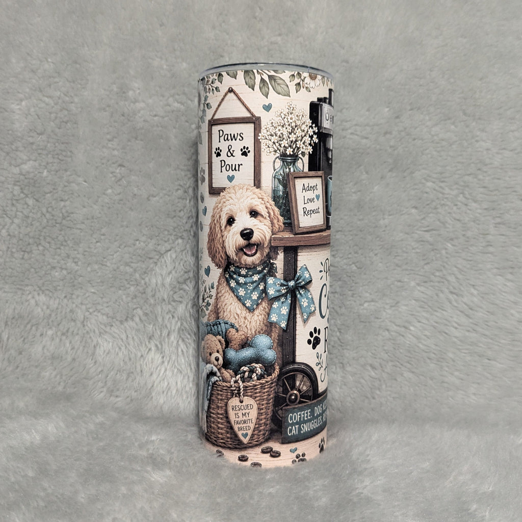 Powered By Coffee And Rescue Animals Tumbler 20oz Includes A Reusable Straw