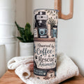 Powered By Coffee And Rescue Animals Tumbler 20oz Includes A Reusable Straw