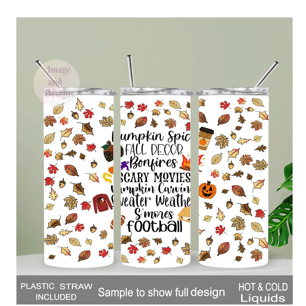 Pumpkin Spice Fall Tumbler 20oz With Reusable Straw