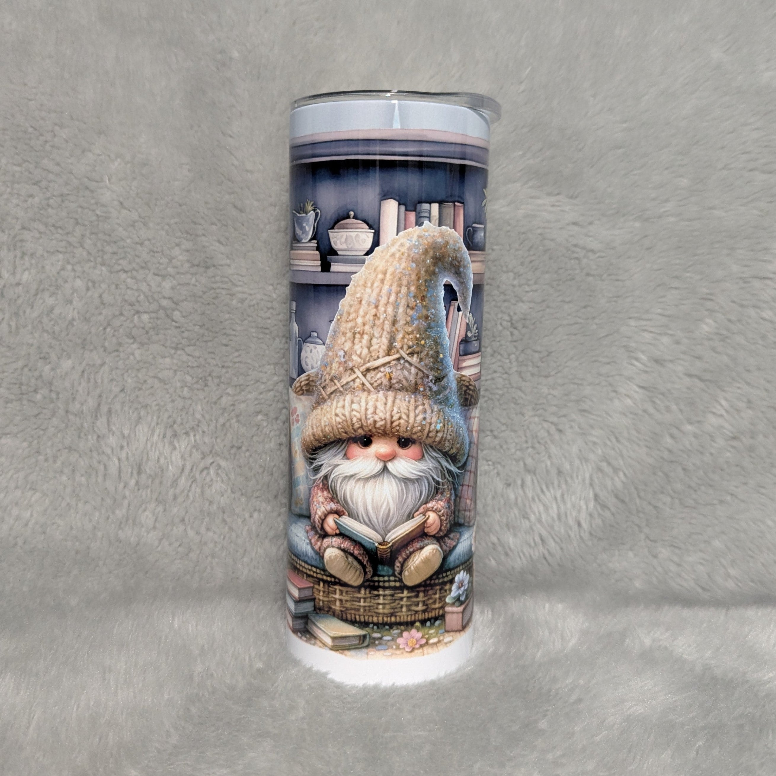 Reading Gnome Tumbler 20oz With Reusable Straw, Can Be Personalized