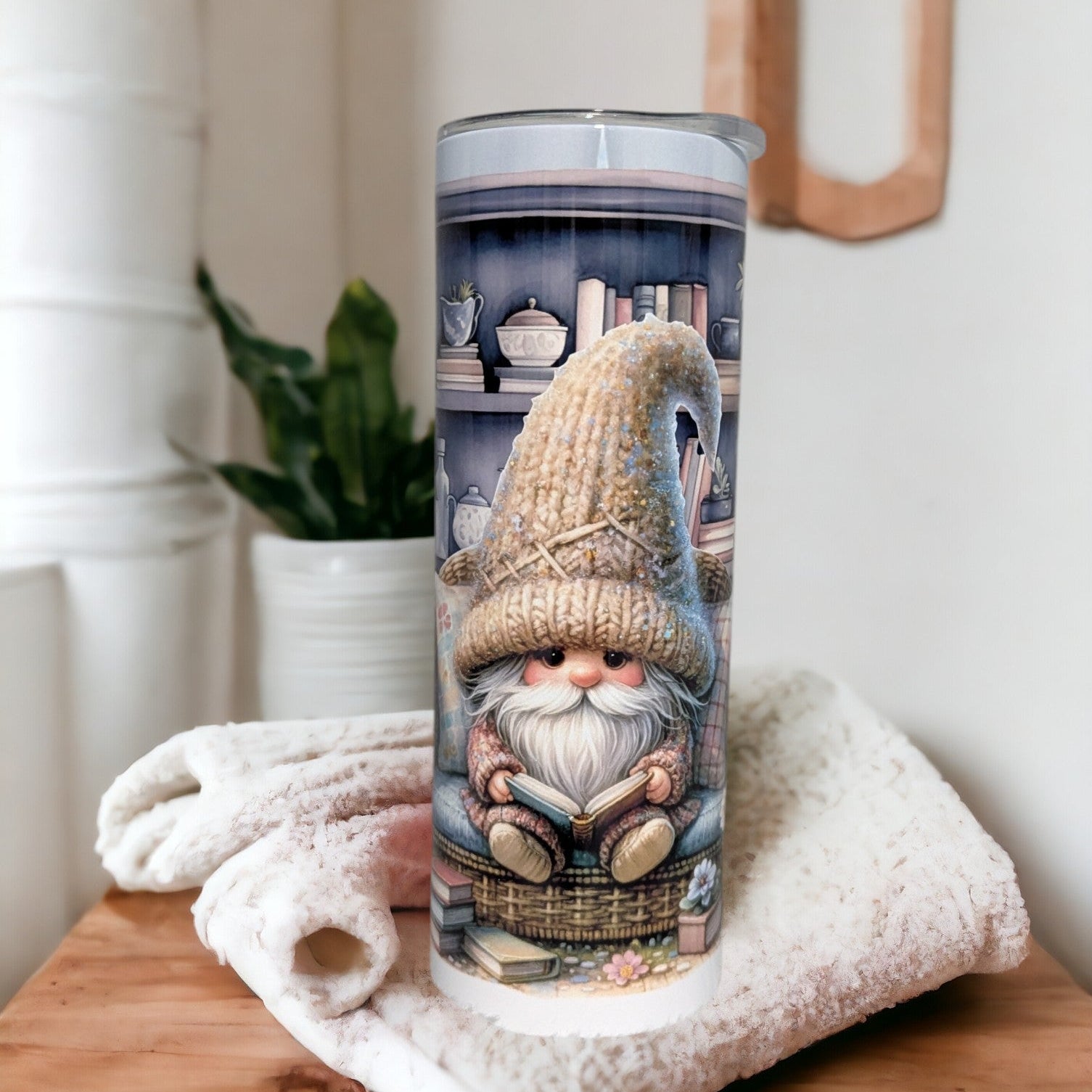 Reading Gnome Tumbler 20oz With Reusable Straw, Can Be Personalized