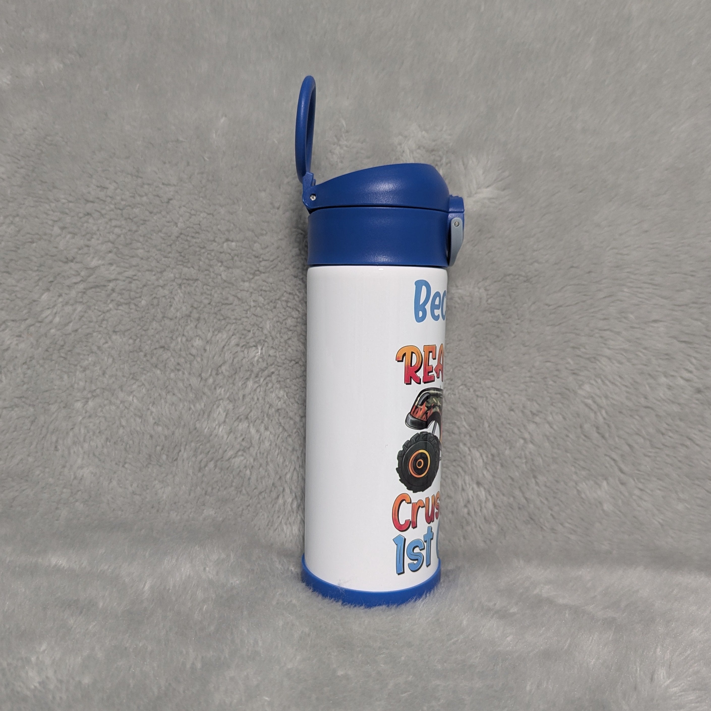 Kids School Water Bottle 12oz With Reusable Straw Can Be Personalized