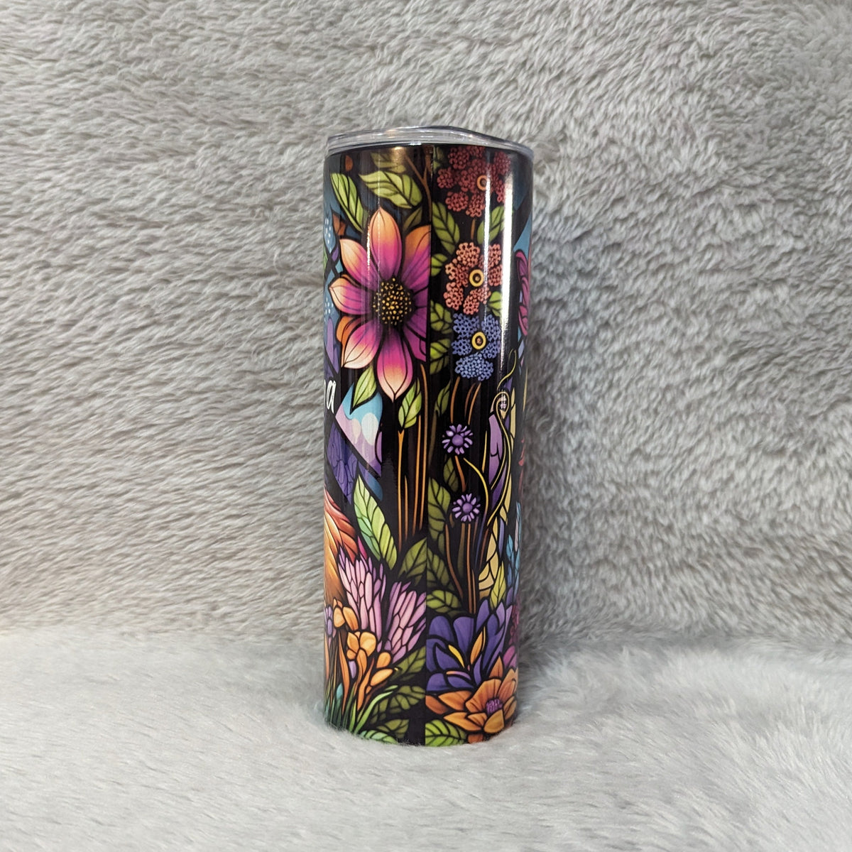 Beautiful Fox Tumbler With A Stained Glass Design 20oz With Reusable Straw, Can Be Personalized