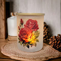 Romantic Red Rose Candle Holder with Bamboo Lid and Flickering Tea Light