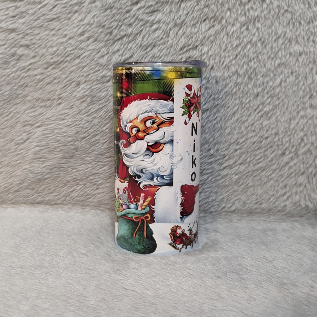 Kids Santa Tumbler 15oz With Reusable Straw Can Be Personalized