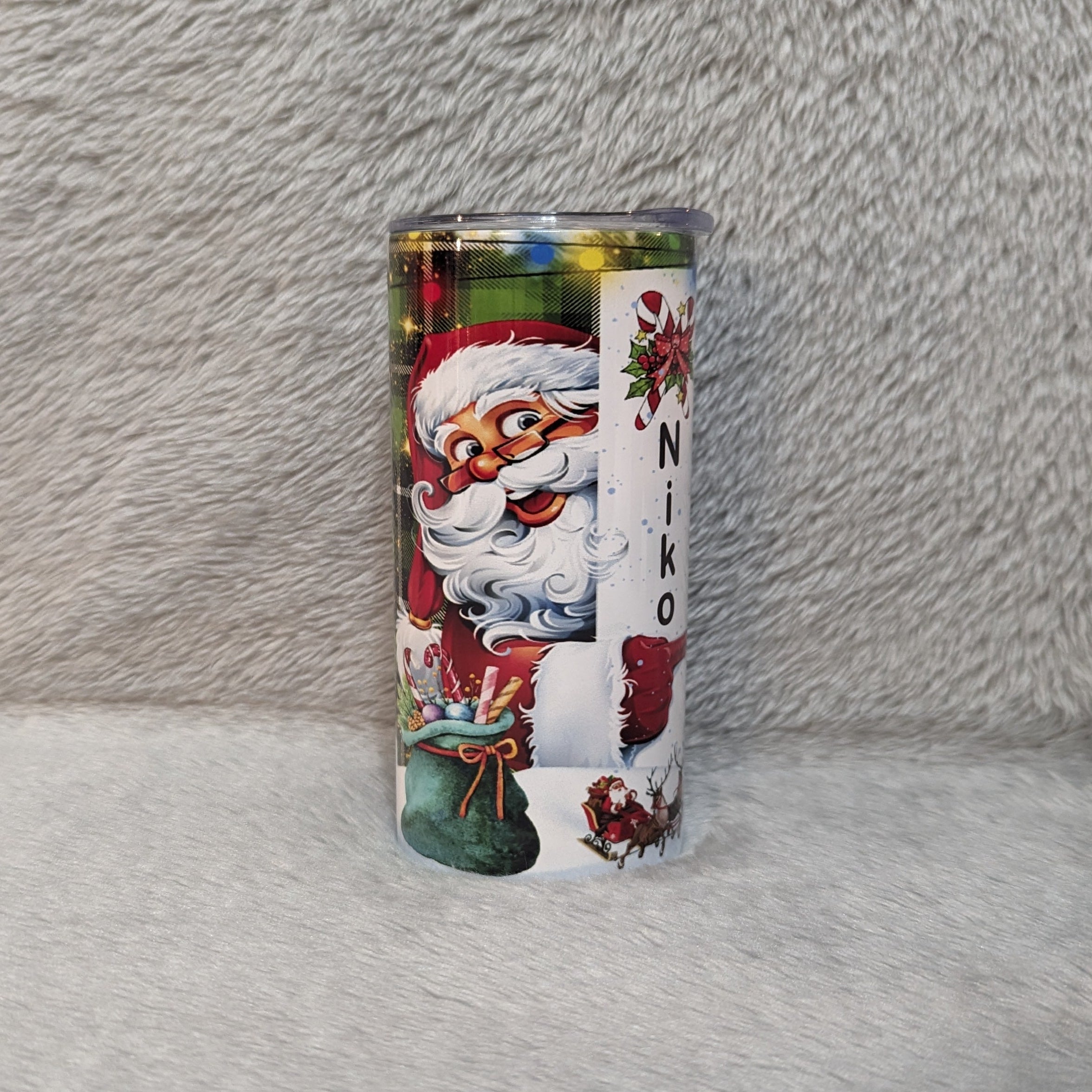 Kids Santa Tumbler 15oz With Reusable Straw Can Be Personalized