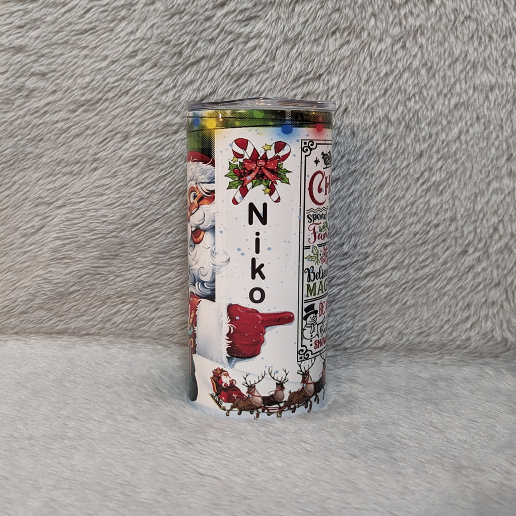 Kids Santa Tumbler 15oz With Reusable Straw Can Be Personalized