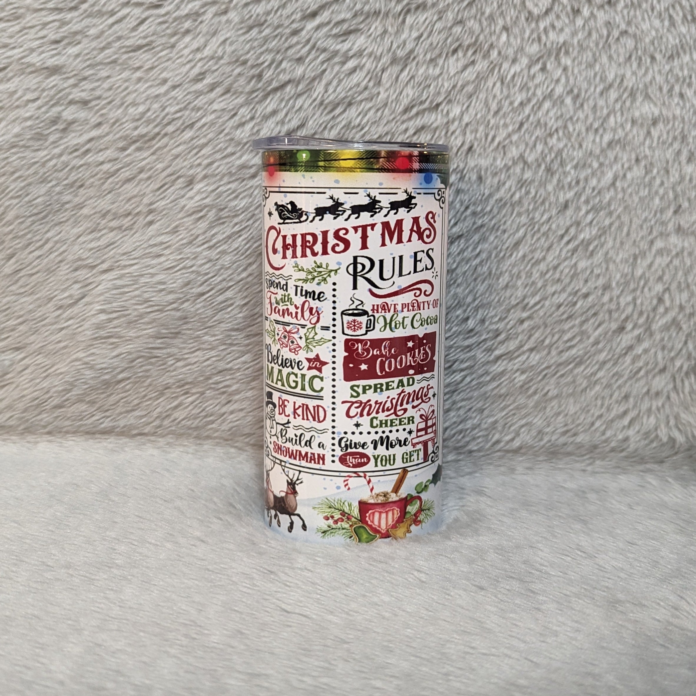 Kids Santa Tumbler 15oz With Reusable Straw Can Be Personalized