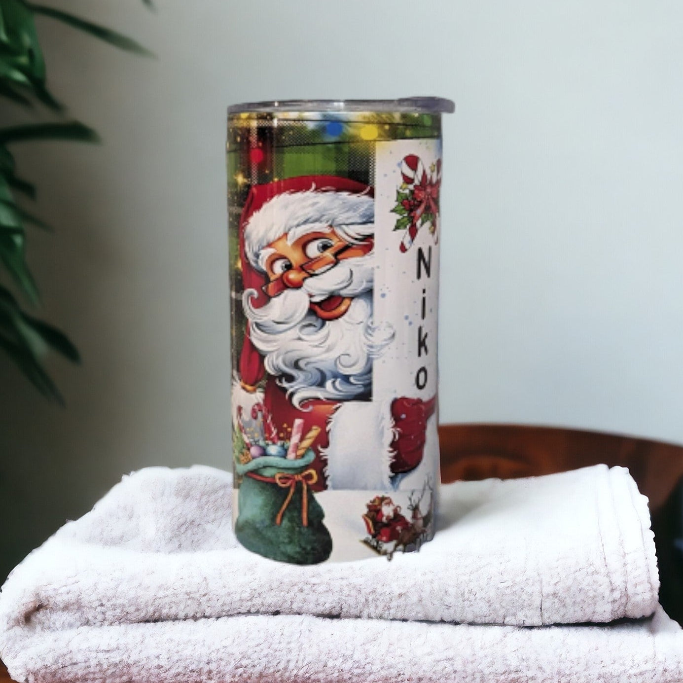 Kids Santa Tumbler 15oz With Reusable Straw Can Be Personalized