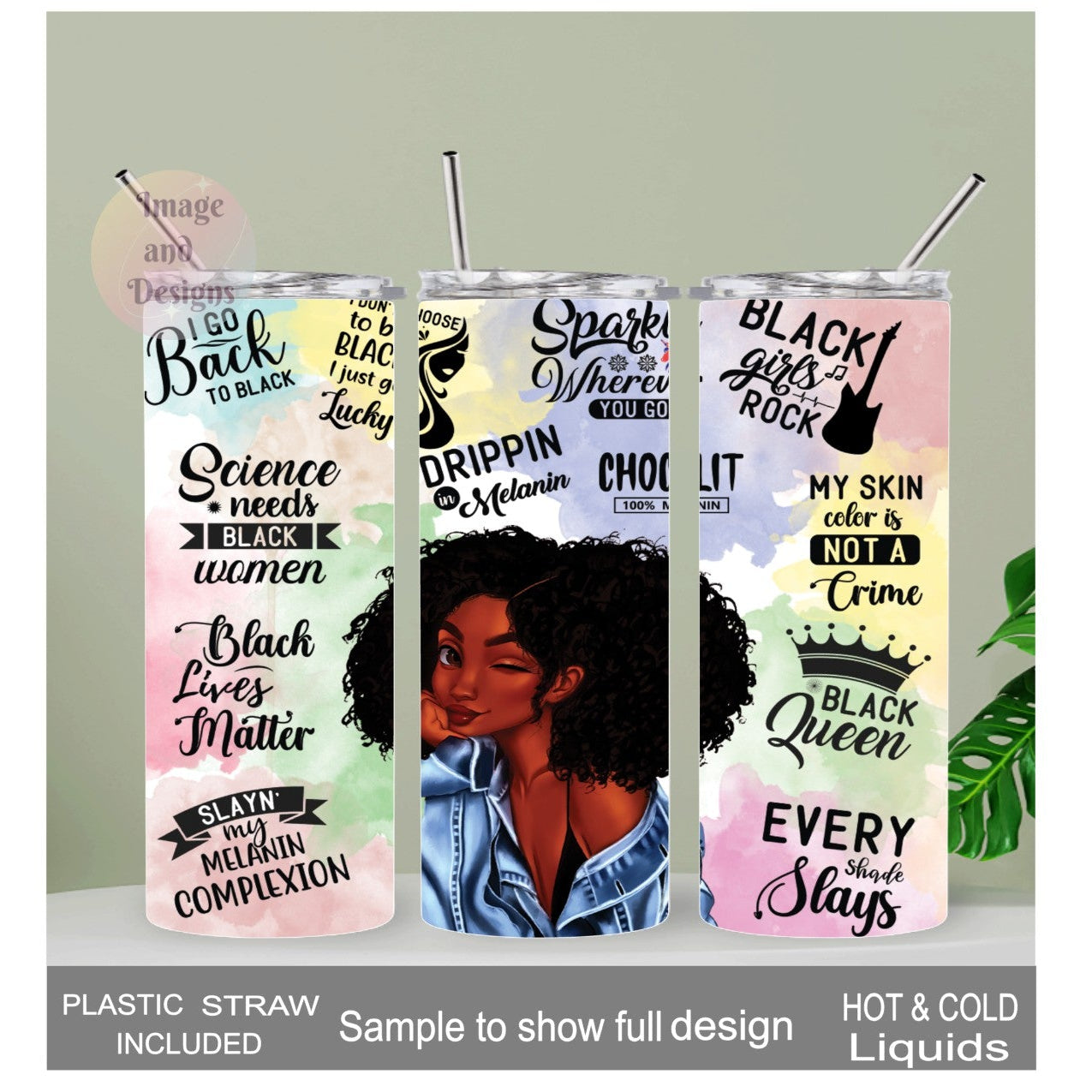 Stylish Black Women Tumbler 20oz With Reusable Straw