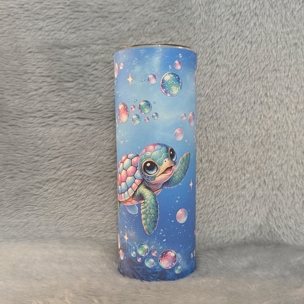 Colorful Sea Turtle Tumbler 20oz With Reusable Straw, Can Be Personalized