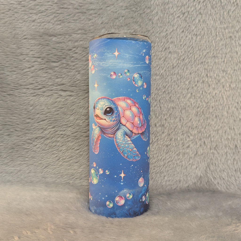 Colorful Sea Turtle Tumbler 20oz With Reusable Straw, Can Be Personalized