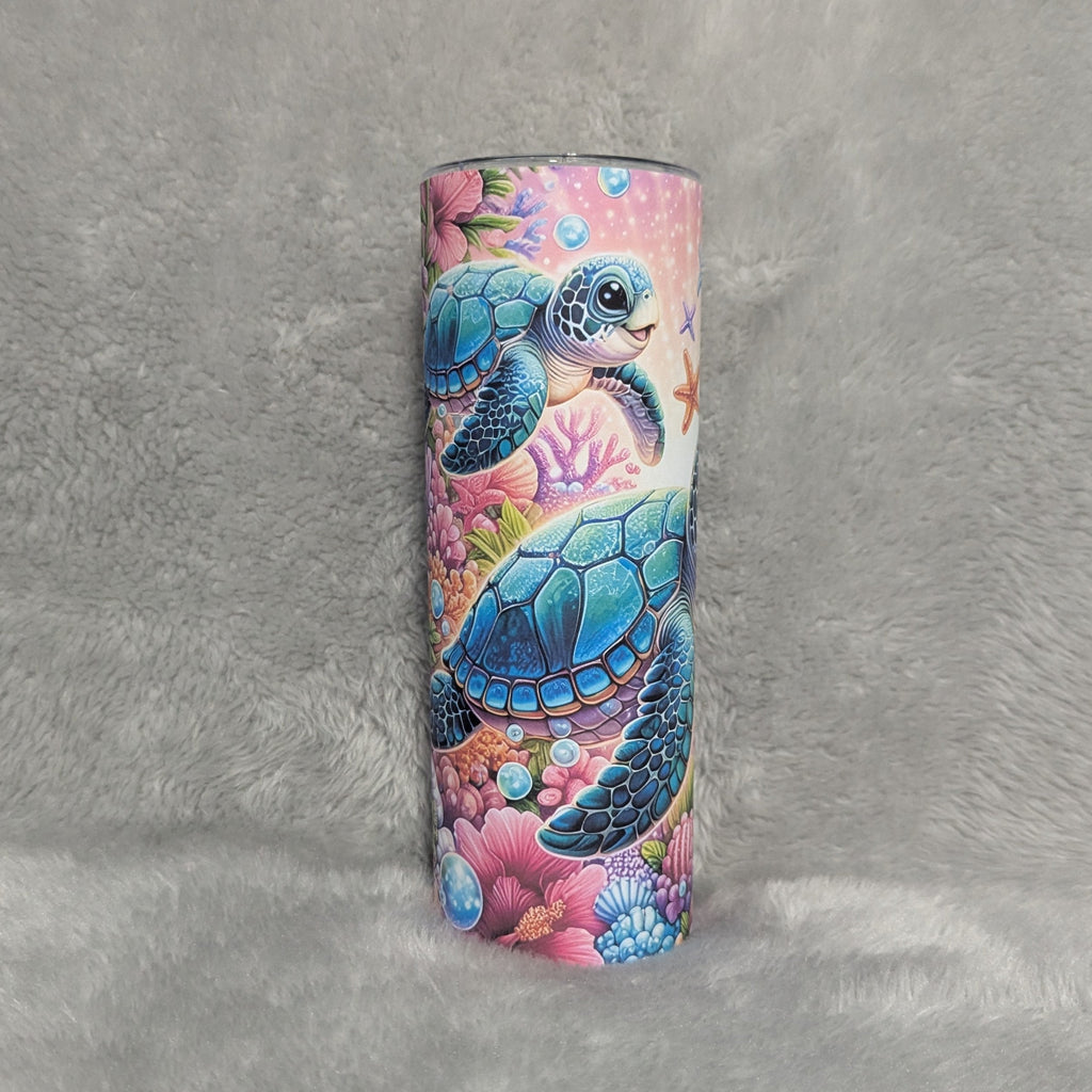 Beautiful Sea Turtle Tumbler 20oz With Reusable Straw, Can Be Personalized