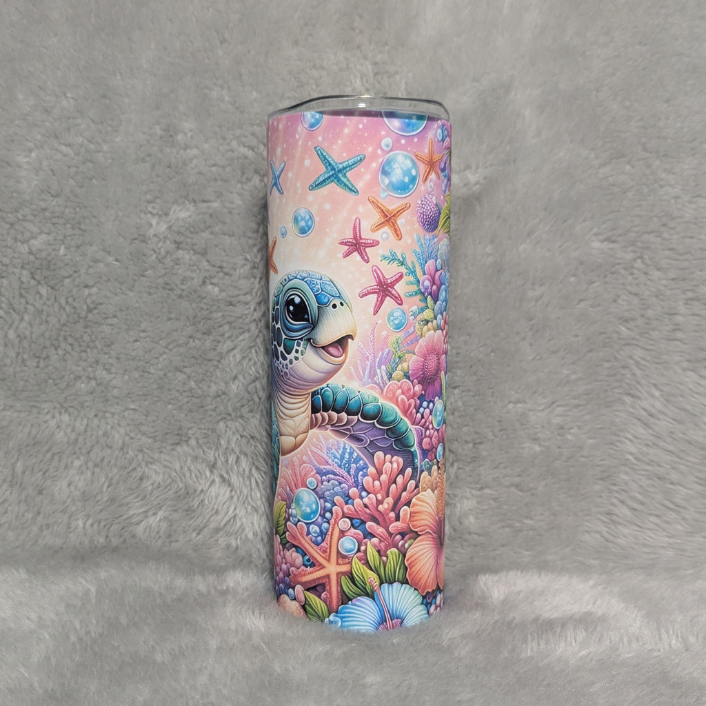 Beautiful Sea Turtle Tumbler 20oz With Reusable Straw, Can Be Personalized