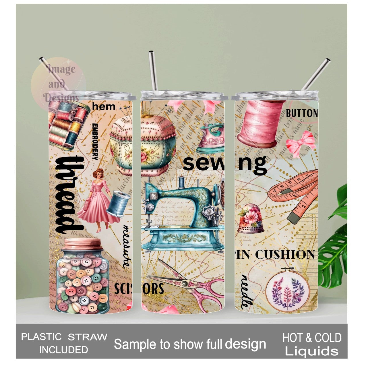 Sewing Tumbler 20oz With Reusable Straw