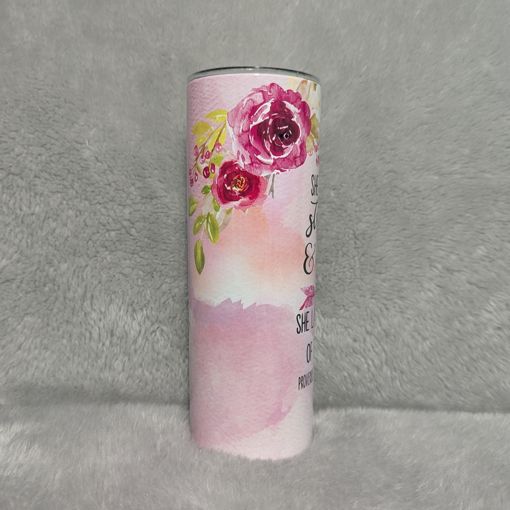 Bible Verse Proverbs 31:25 Tumbler 20oz With Reusable Straw