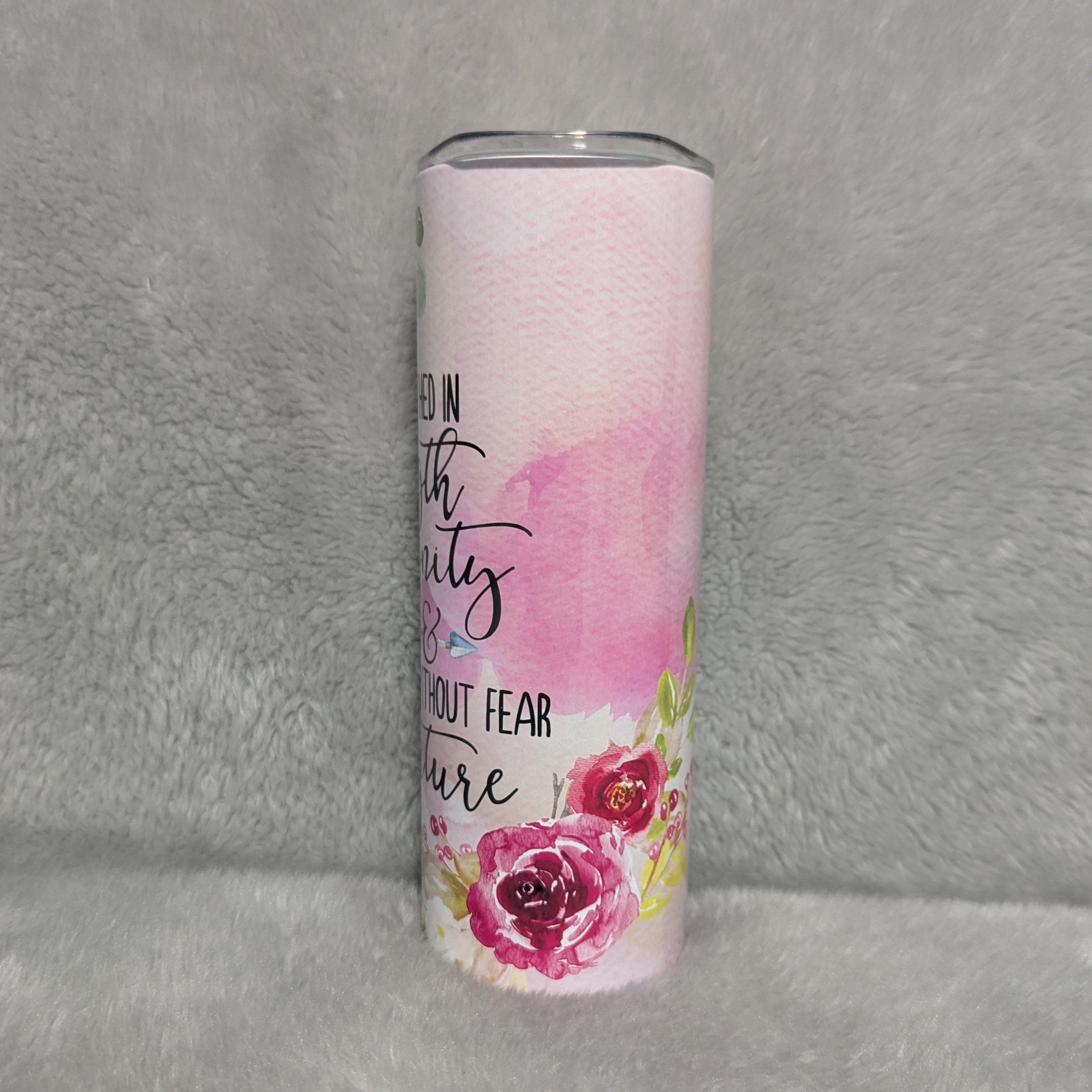 Bible Verse Proverbs 31:25 Tumbler 20oz With Reusable Straw