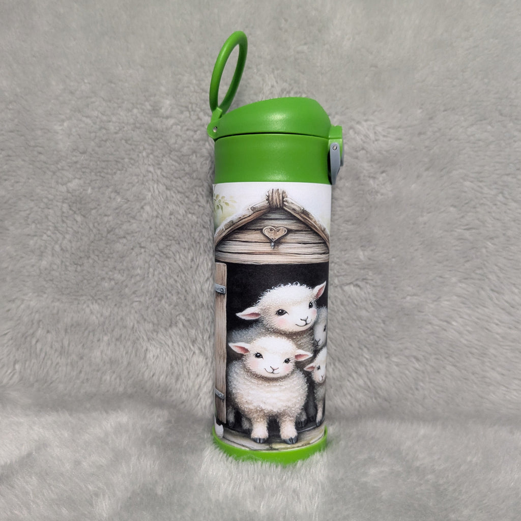 Kids Sheep Water Bottle 12oz With A Reusable Straw, Can Be Personalized