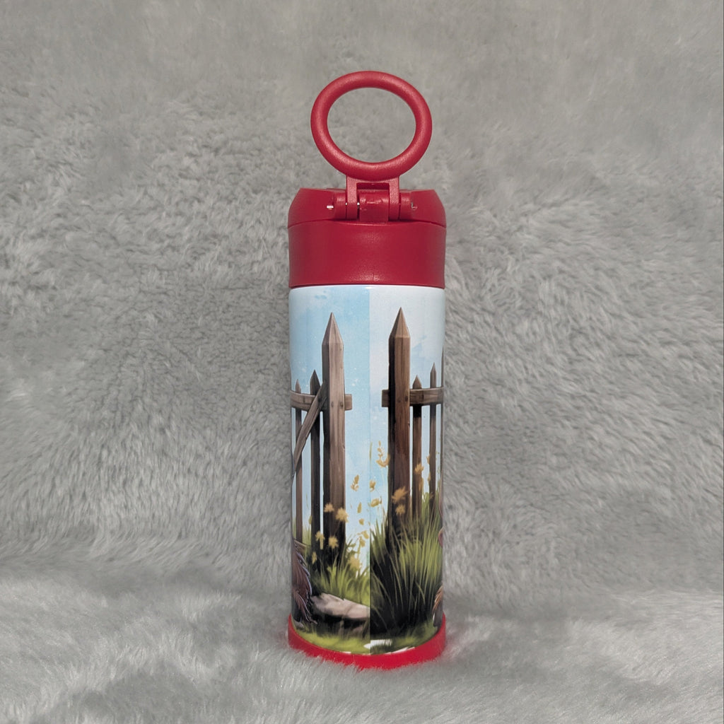 Quirky Cow Water Bottle for Kids 12oz With Reusable Straw Can Be Personalized