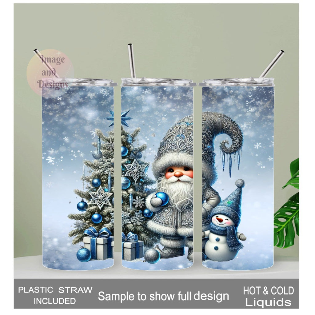 Christmas Gnome Tumbler 20oz With Reusable Straw, Can Be Personalized