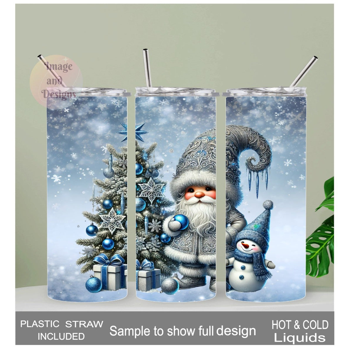 Christmas Gnome Tumbler 20oz With Reusable Straw, Can Be Personalized