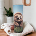 Adorable Sloth Tumbler With Butterflies 20oz With Reusable Straw, Can Be Personalized