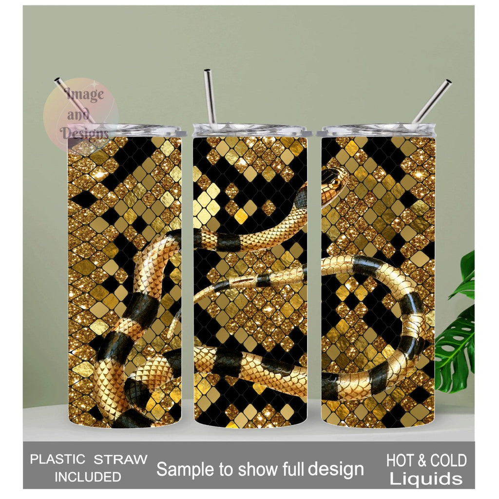 Snake Tumbler  20oz With Reusable Straw, Can Be Personalized