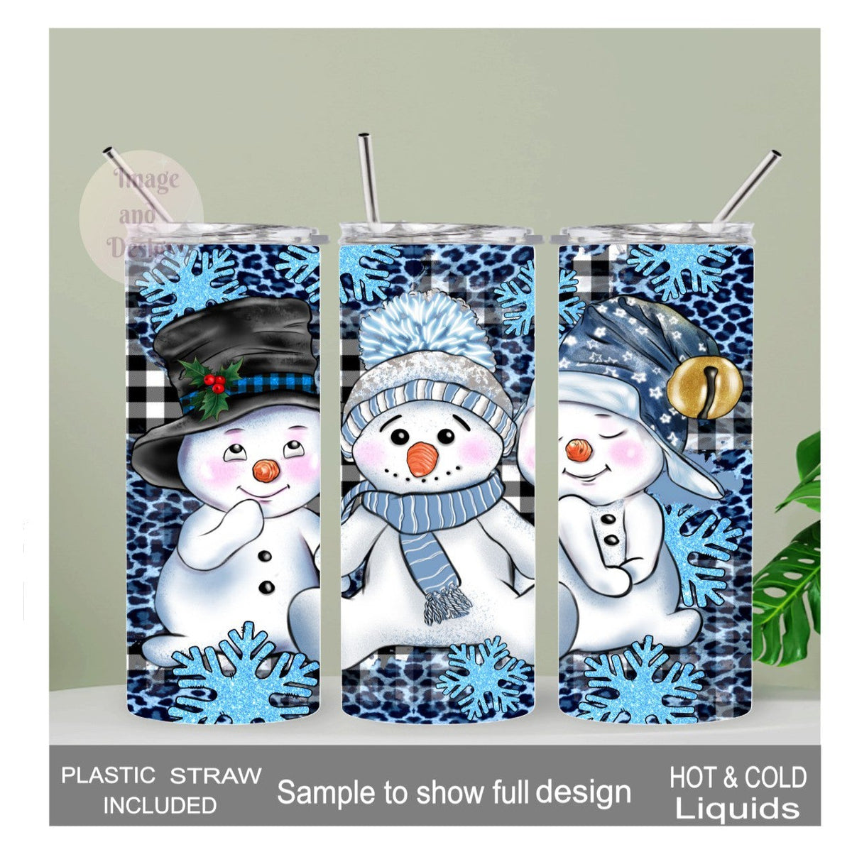 Cute Snowman Tumbler 20oz With Reusable Straw, Can Be Personalized