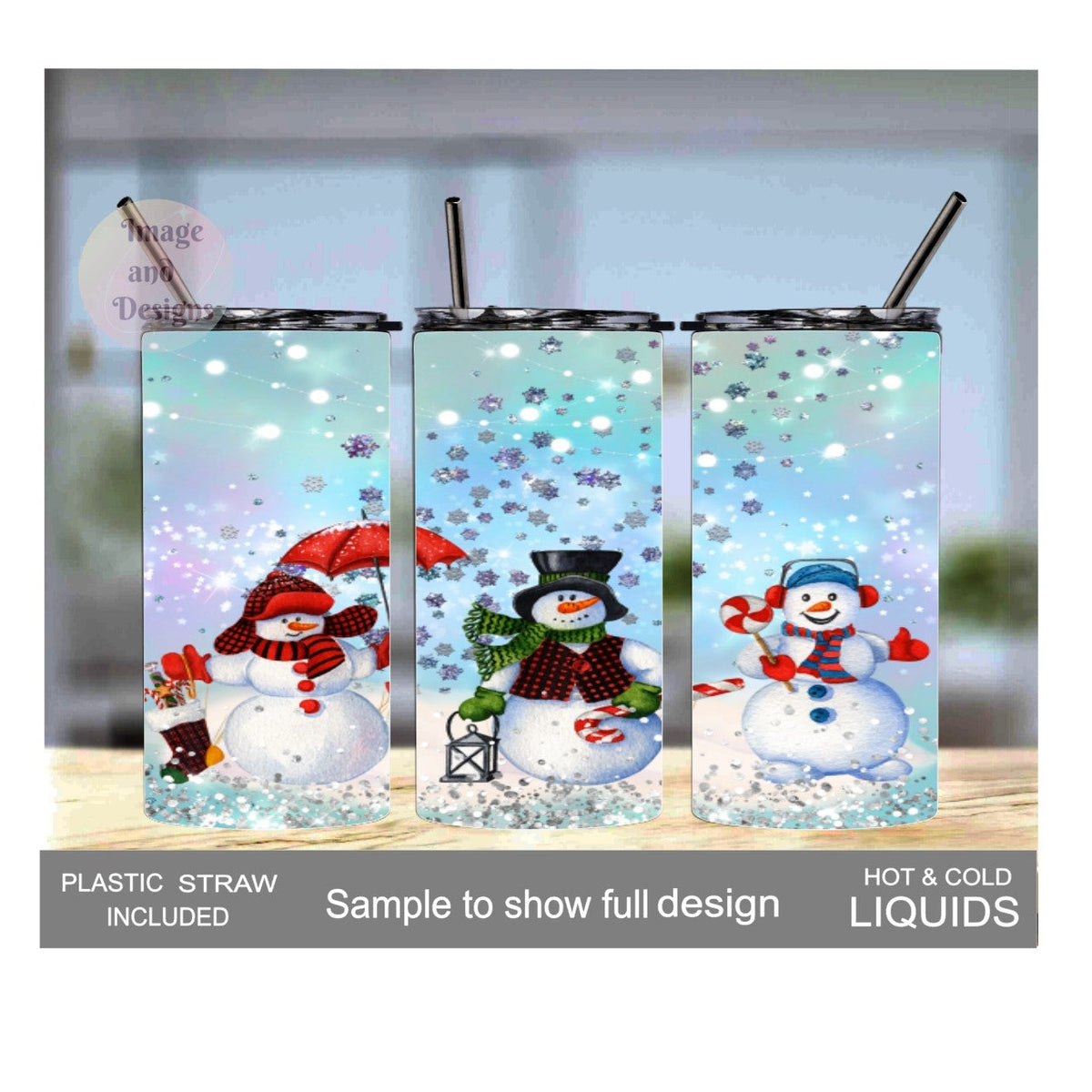 Kids Snowman Tumbler 15oz With Reusable Straw, Can Be Personalized
