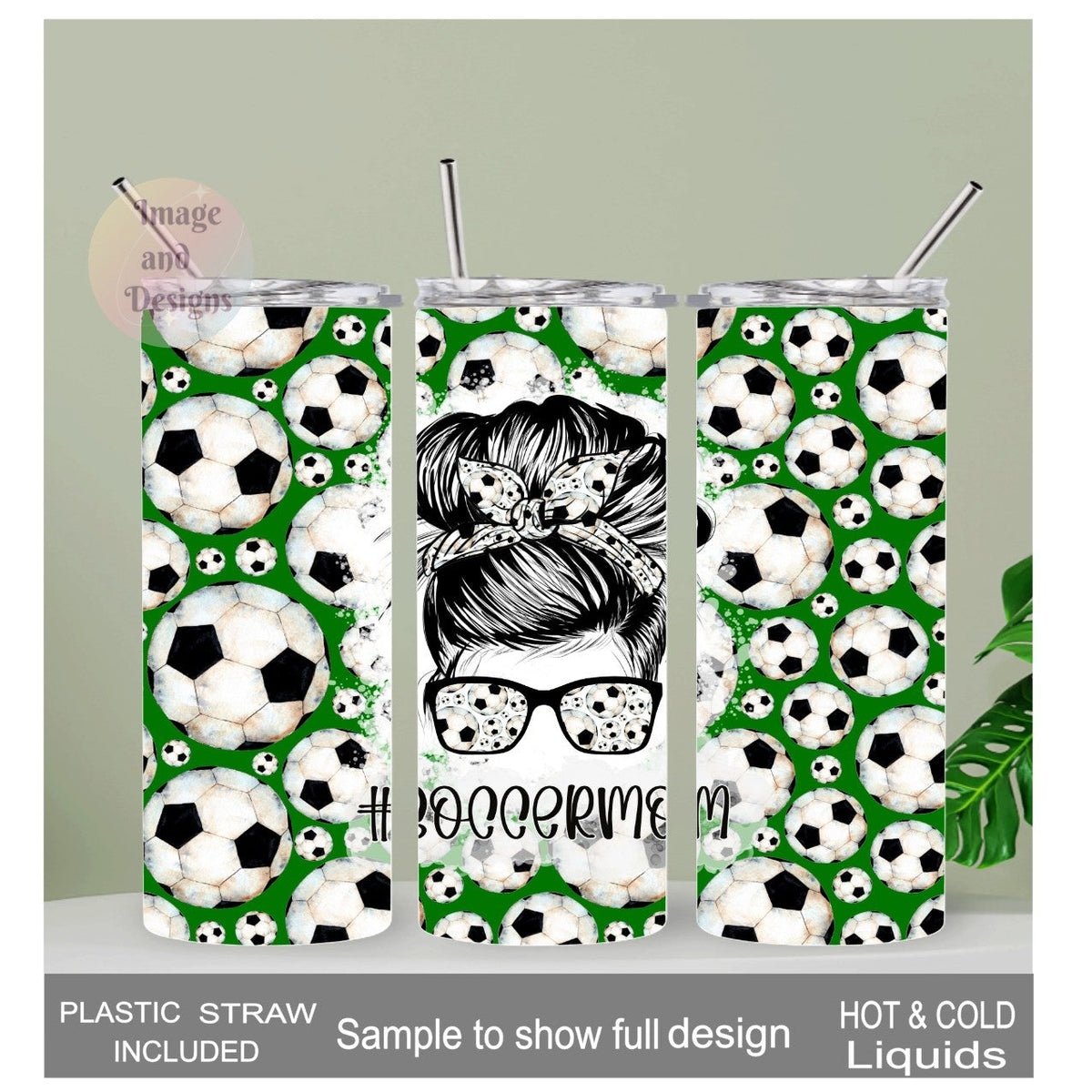 Sporty Soccer Mom Tumbler 20oz With Reusable Straw Can Be Personalized