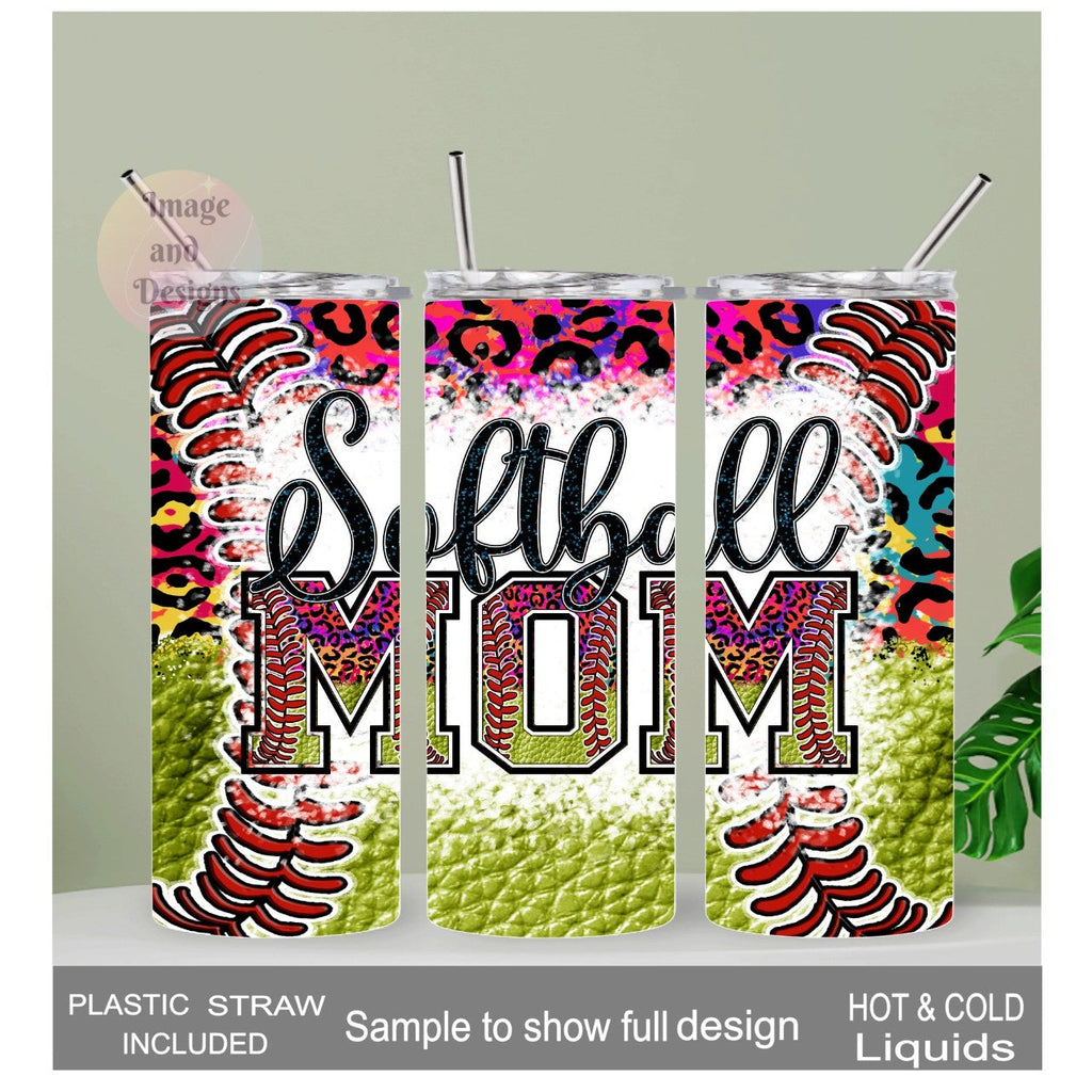 Softball Mom Tumbler 20oz With Reusable Straw
