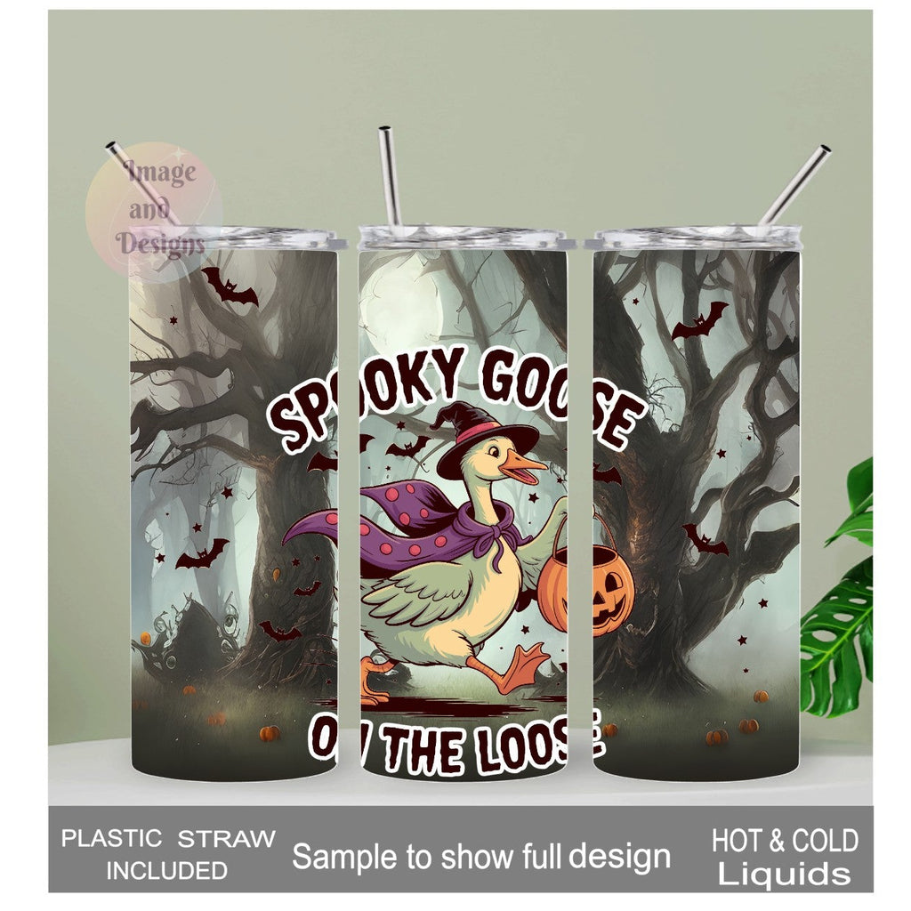 Spooky Goose Tumbler 20oz With Reusable Straw, Can Be Personalized
