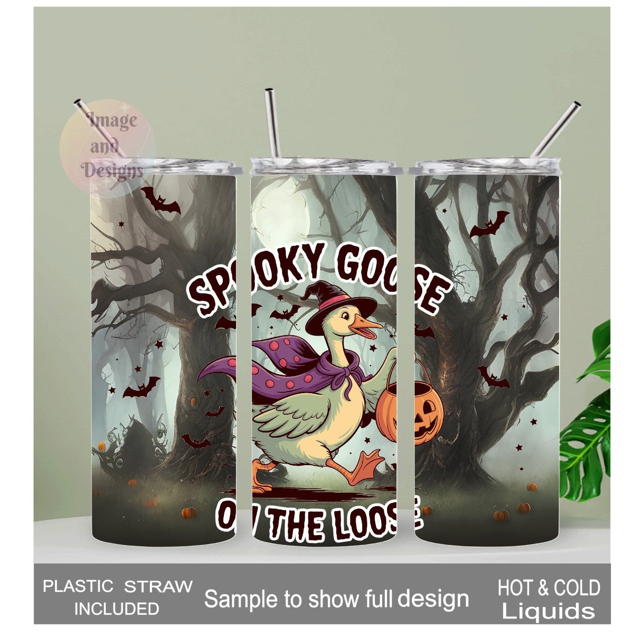 Spooky Goose Tumbler 20oz With Reusable Straw, Can Be Personalized