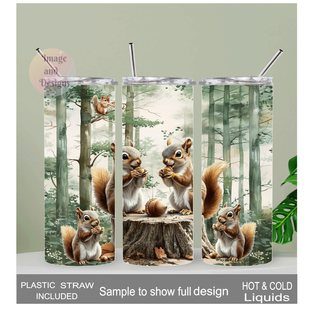 Cute Squirrel Tumbler 20oz With Reusable Straw, Can Be Personalized