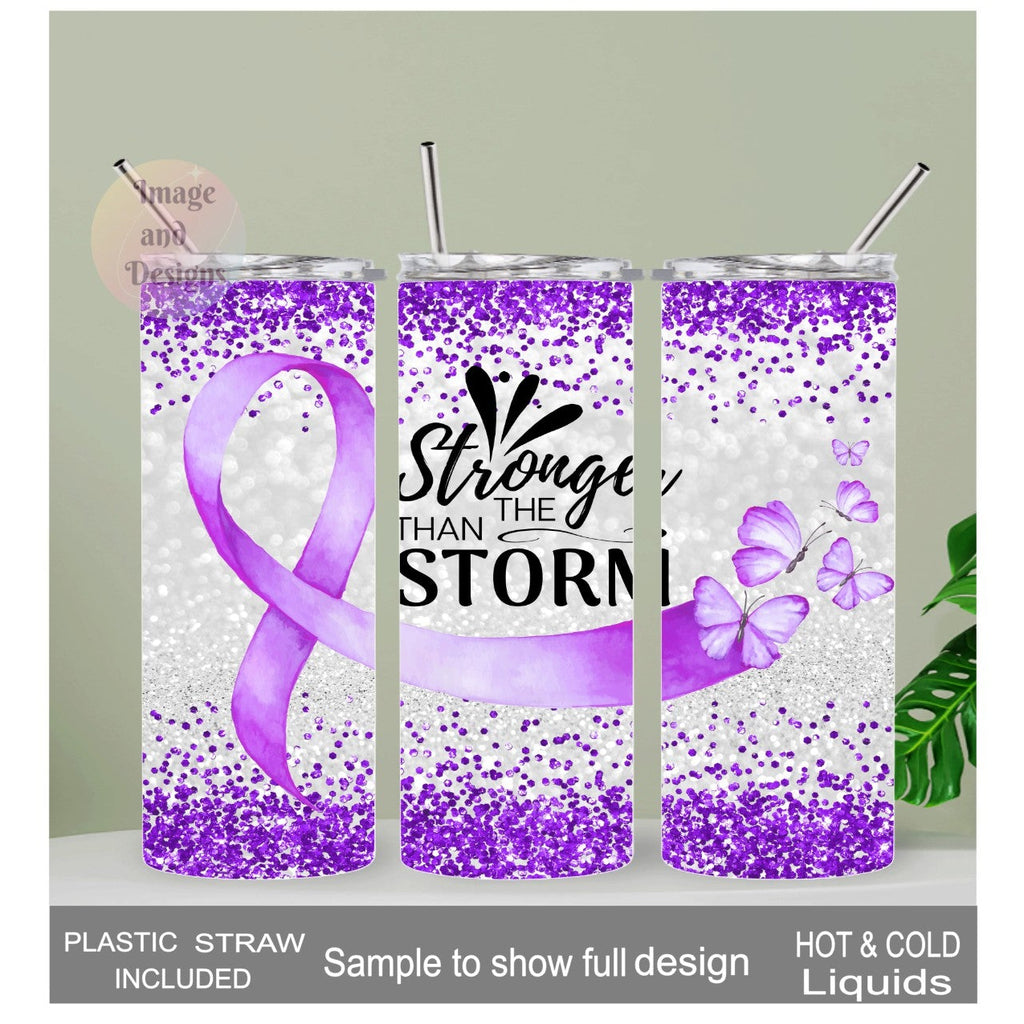 Stronger Than the Storm Tumbler - Epilepsy Awareness 20oz With Reusable Straw, Can Be Personalized