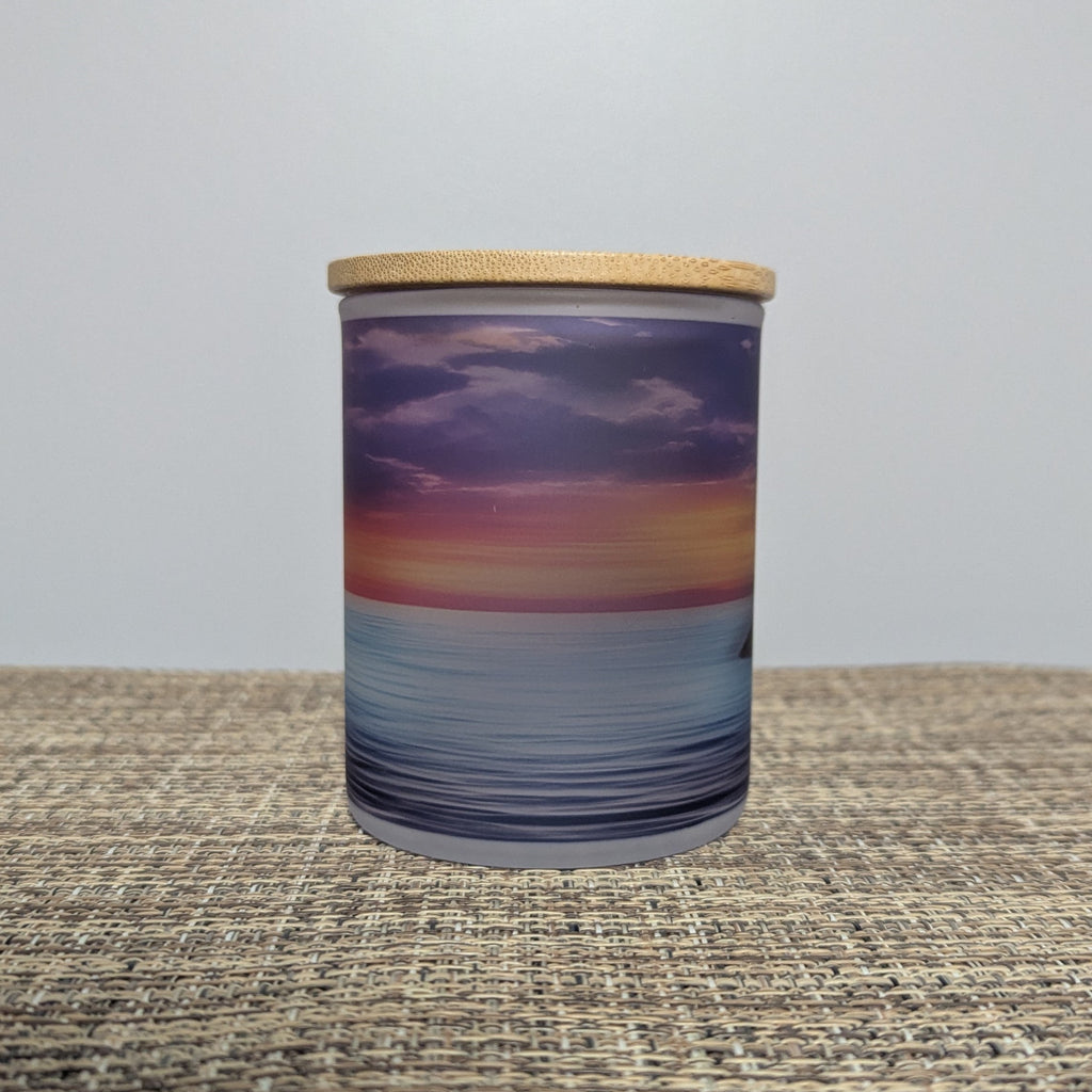 Sunset Design Candle Holder With A Battery Operated Flickering Tea Light